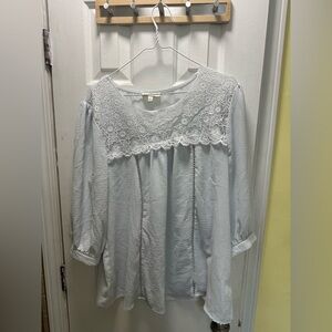 Fig & Flower Peasant Top Blouse Shirt Crochet Boho Floral Size 1X